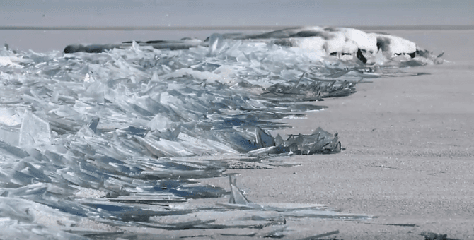 Photographer Captures Lake Superior Ice Video on Frozen Lake in Minnesota