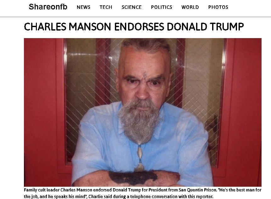 No, Charles Manson Didn’t Endorse Donald Trump