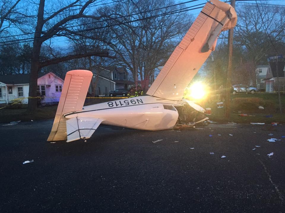 Plane Crashes in Long Island Street, Pilot and Passenger Injured