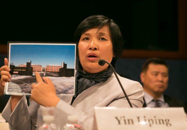 Yin Liping testifies before the Congressional-Executive Commission on China, on April 14, 2016, on "China's Pervasive Use of Torture." Ms. Yin is a Falun Gong practitioner who survived torture, forced labor, and sexual violence in Masanjia and other forced labor camps in China. (Lisa Fan/Epoch Times)
