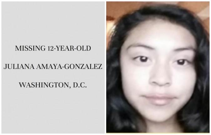 Update: Missing 12-Year-Old Juliana Amaya-Gonzalez Has Been Found, per Washington, D.C. PD
