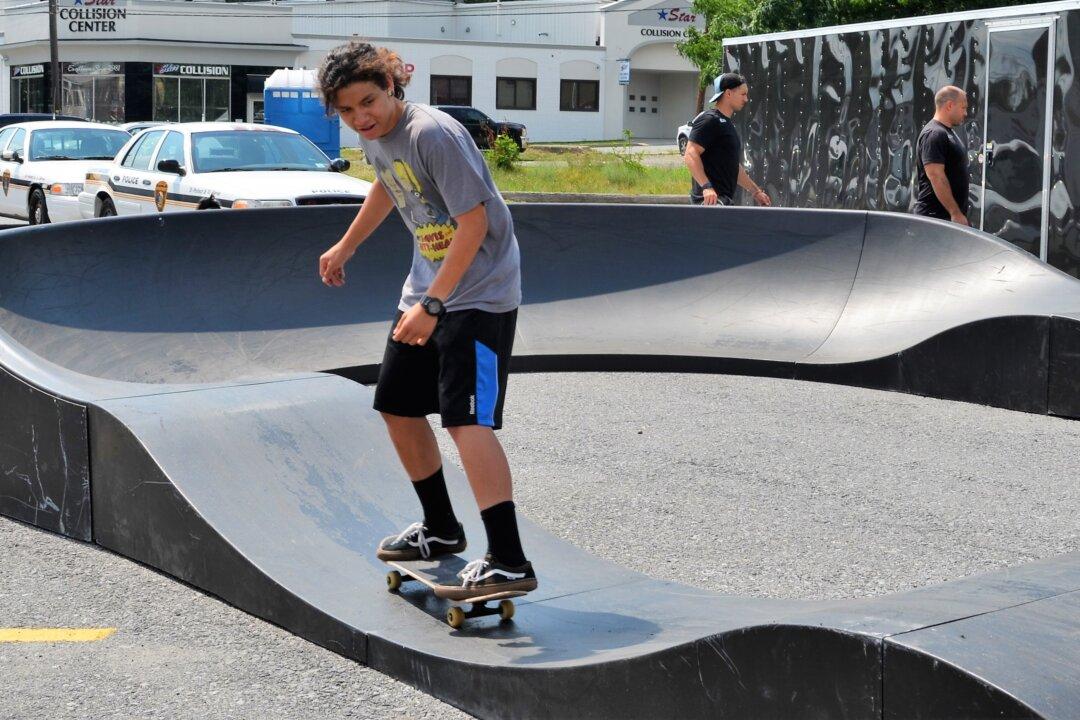 Skateboard Company Demos Pump Track in Middletown