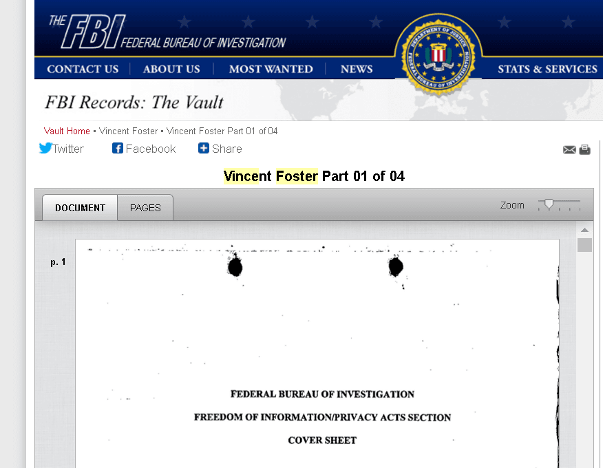 FBI Files of Vince Foster Suicide Investigation Go Viral