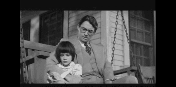 Atticus Finch (Gregory Peck) and his daughter (Mary Badham), in the movie "To Kill a Mocking Bird." (Screenshot/YouTube)