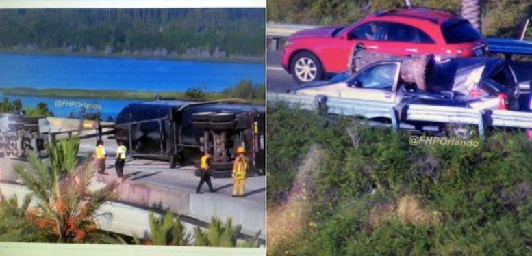 Huge Pipe Crushes Van on Florida Highway, Driver Survives