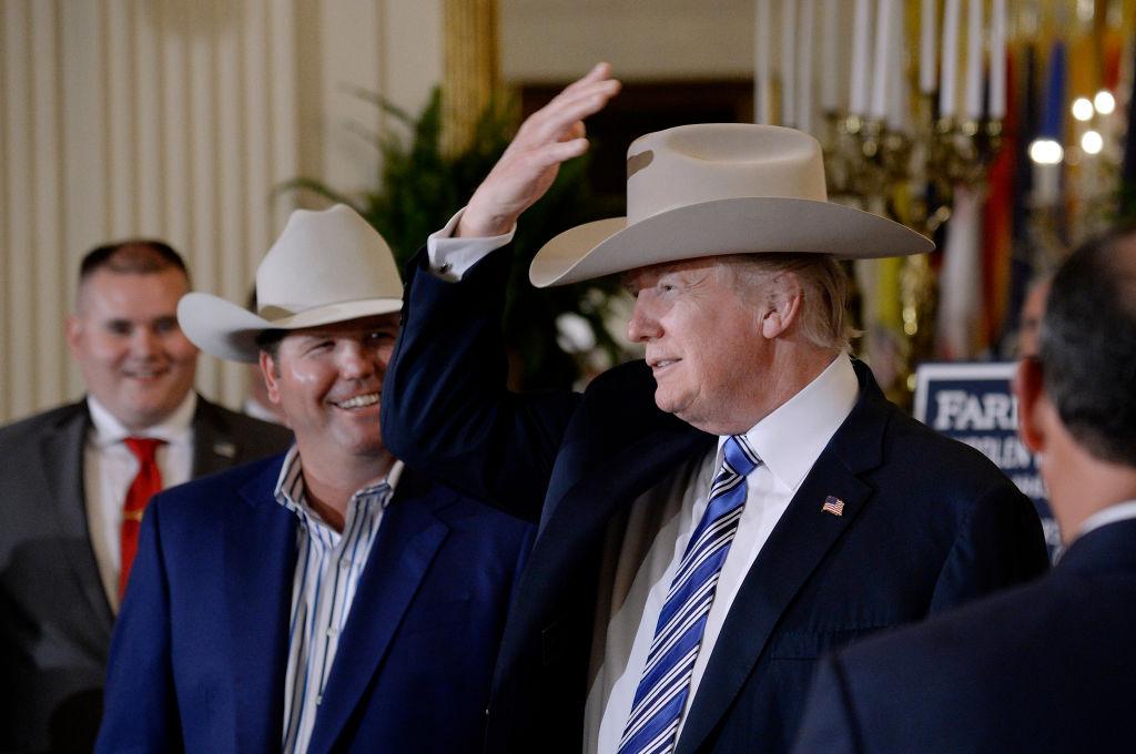 President Trump Lavishes American-Made Stetson Hat and Sits in Fire Truck for Made in America Week