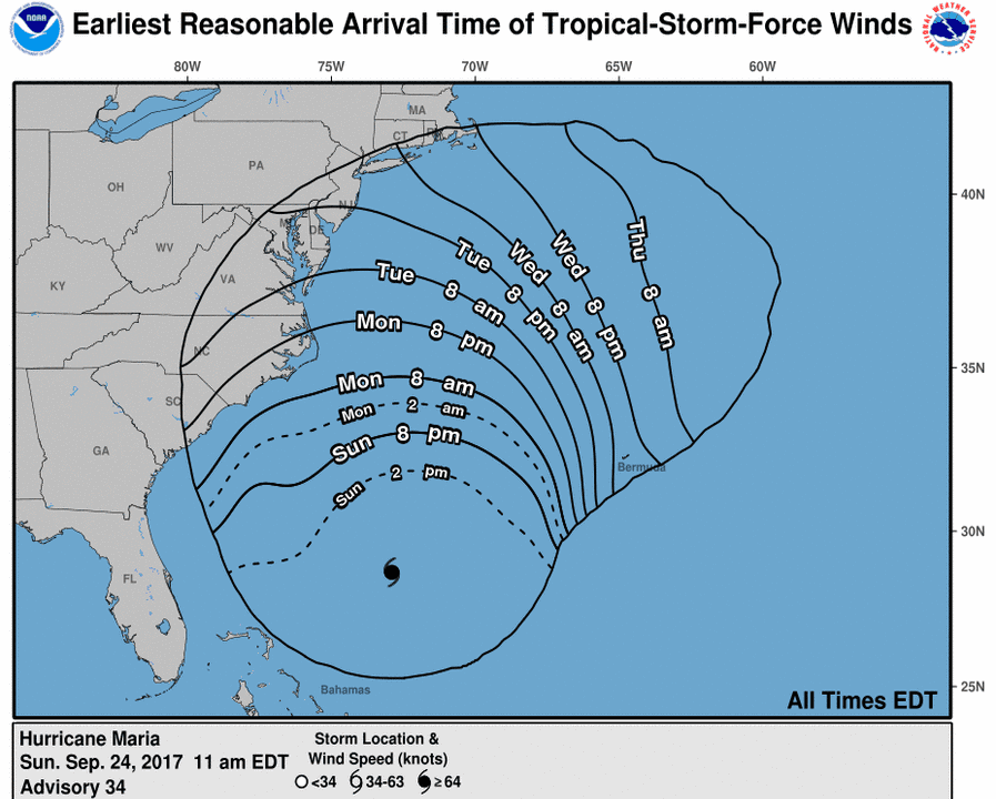 Hurricane Maria Weakens but Poses Threat to US East Coast