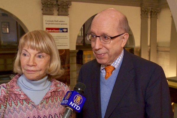 Kristi Witker, a former news anchor and reporter for WPIX TV, and Bob Kandel enjoyed Shen Yun Symphony Orchestra at the Carnegie Hall, New York, on Oct. 14, 2017. (NTD Television)