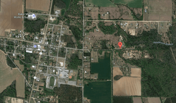 The approximate location of the attempted kidnapping and home invasion robbery in Baker, Fla., on Nov. 7, 2017. (Screenshot via Google Maps)