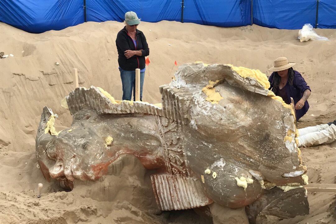 Sphinx Head Found Buried in California Sand Dunes