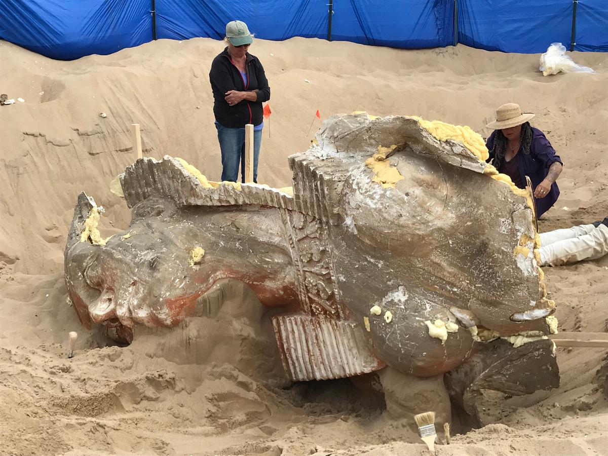 Sphinx Head Found Buried in California Sand Dunes