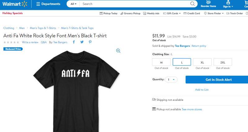 Walmart Under Fire for Selling Antifa T-Shirts
