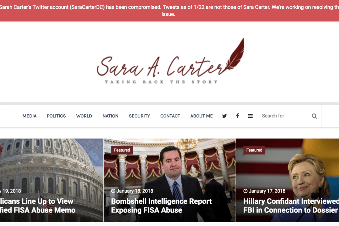 Twitter Account of National Security Reporter Sara Carter Hacked