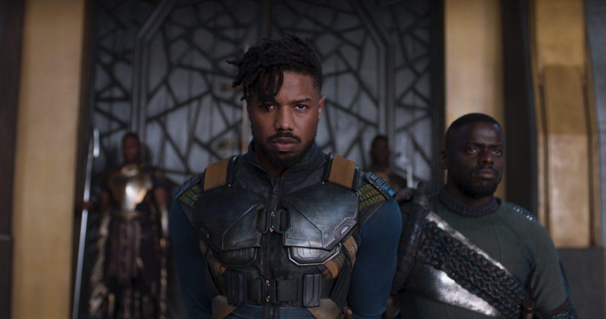 Michael B. Jordan (L) and Daniel Kaluuya in "Black Panther." (Matt Kennedy/Marvel Studios)