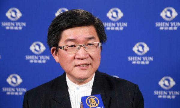 Kang Ming-yuan enjoyed a performance by Shen Yun Performing Arts at the National Dr. Sun Yat-sen Memorial Hall, in Taipei, Taiwan, on Feb. 22, 2018. (Bai Chuan/The Epoch Times)