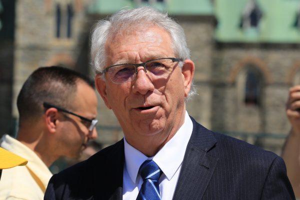 Conservative MP Larry McGuire takes part in the Falun Dafa Day celebrations on the Parliament Hill in Ottawa on May 9, 2018. (Jonathon Ren/The Epoch Times)