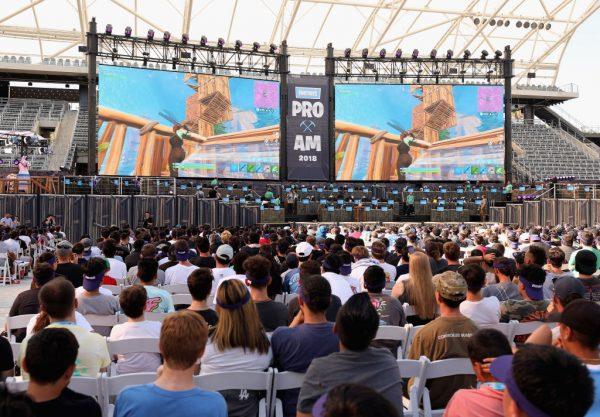 Game enthusiasts and industry personnel attend the Epic Games Fortnite E3 Tournament at the Banc of California Stadium on June 12, 2018 in Los Angeles, California. (Christian Petersen/Getty Images)
