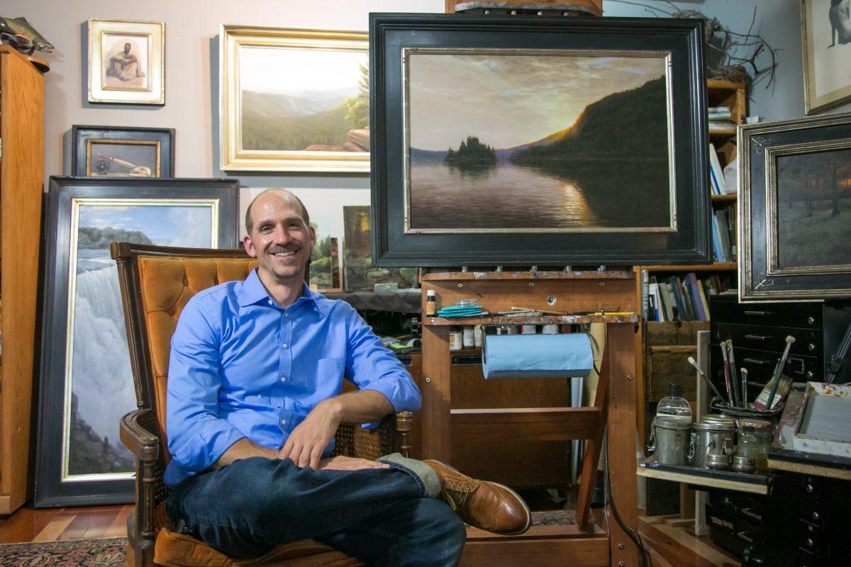 Thomas Kegler in his studio in East Aurora, N.Y., on Aug. 17, 2018. (Milene Fernandez/The Epoch Times)