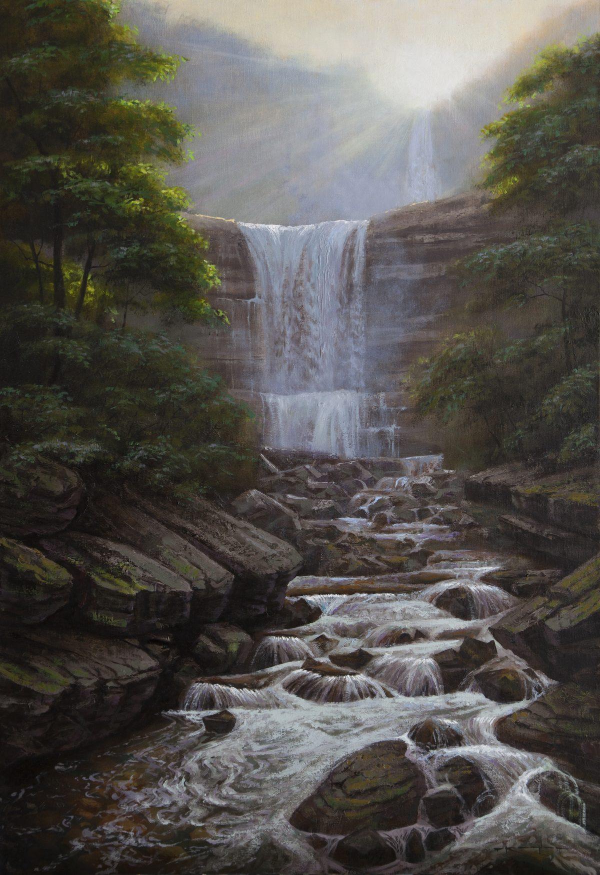 "Kaaterskill Falls Dawn, Proverbs 16: 21," 2018, by Thomas Kegler. Oil on linen, 20 inches by 30 inches. (Thomas Kegler)