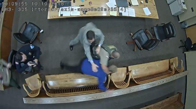 A defendant tried to grab a police officer's gun in Lincoln County, Oregon on Oct. 10, 2018. (Lincoln County Sheriff's Office - Oregon/Facebook)