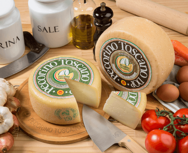 Young Pecorino Toscano (L) is aged for at least 20 days; the older version is aged for at least 120. (Courtesy of the Consortium for Pecorino Toscano PDO)
