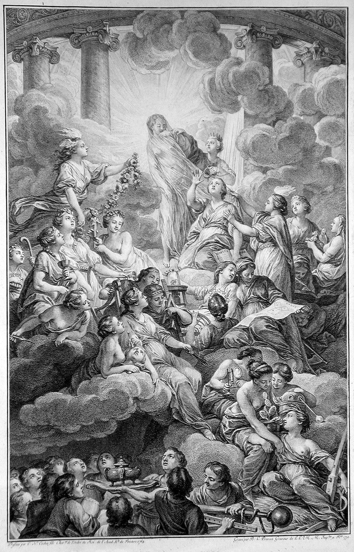 An engraving from the 1772 edition of the “Encyclopédie”; Truth, in the top center, is surrounded by light and unveiled by the figures to the right, Philosophy and Reason. Since the Enlightenment, knowledge has been privileged over mythic forms of understanding reality. (Public Domain)