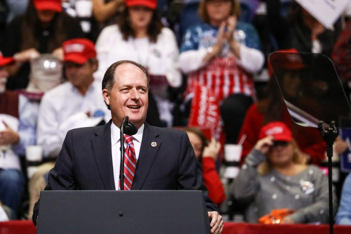 Tennessee state Sen. Jack Johnson at a Make America Great Again rally in Chattanooga, Tenn., on Nov. 4, 2018. (Charlotte Cuthbertson/The Epoch Times)