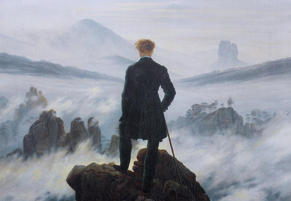Mountaineer in a Misty Landscape