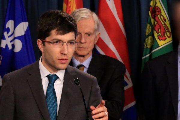 Conservative MP Garnett Genuis speaks at a press conference ahead of a House of Commons debate on an organ trafficking bill he introduced, on Parliament Hill, Ottawa, on Nov. 20, 2018. (Jonathan Ren/The Epoch Times)
