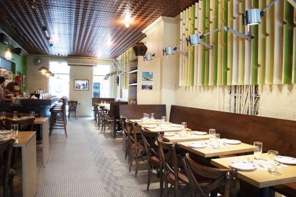 The interior of Pig and Khao. The word "Khao" in the name of the restaurant means rice in Thai, and is significant because it is a main ingredient is South East Asian Cuisine. (Georgina Richardson)