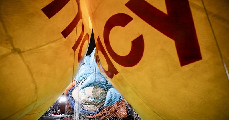 Blue-Haired Hero Prepares to Fly for Thanksgiving Parade