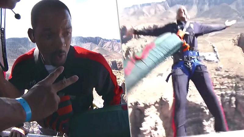 Will Smith bungee jumps from helicopter over Grand Canyon for charity to celebrate 50th B-day