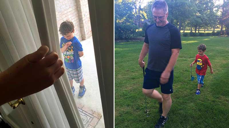 Boy shows up at neighbor’s door every day to do yard work after soldier dad is deployed