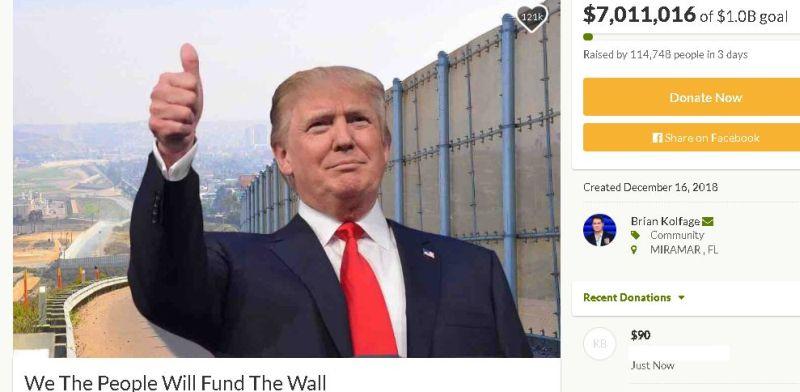 GoFundMe for Trump’s Border Wall Hits $7 Million and Is Rising