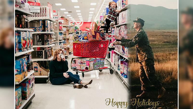 Military wife cleverly includes deployed hubby in sweet Christmas card to spread holiday cheer