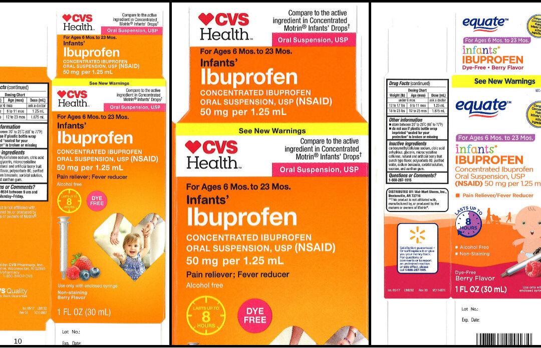 Infant Ibuprofen Recall Expanded to Walmart, CVS, and Family Dollar