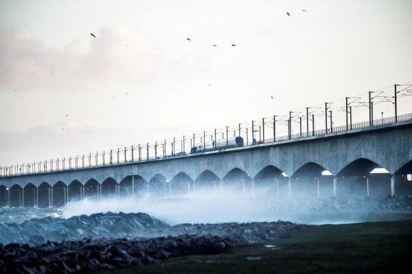 The Great Belt Bridge is seen after traffic has been closed in both directions due to a train accident in Denmark, on Jan. 2, 2019. (Tim K. Jensen/Ritzau Scanpix/via Reuters)