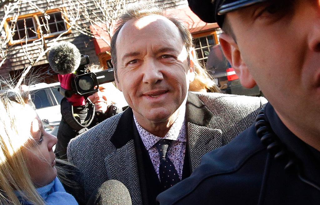 Actor Kevin Spacey arrives at a district court in Nantucket, Mass. on Jan. 7, 2019. (Steven Senne/AP)