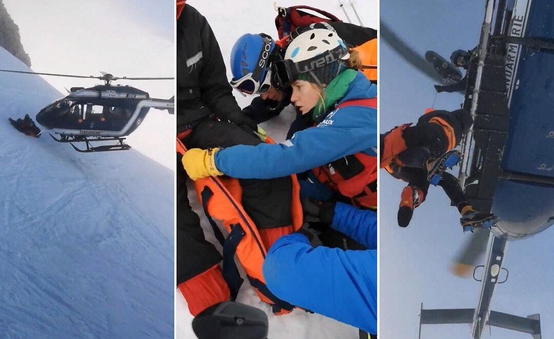 Helicopter Pilot Shows Incredible Skill in Rescue of Injured Skier on French Mountainside