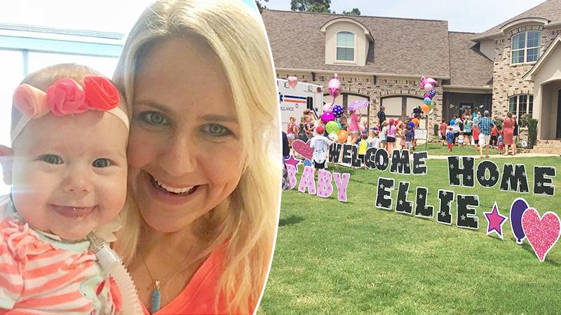 Mom Starts Bawling to See Huge Crowd Holding Banners to Welcome Her Newborn Home