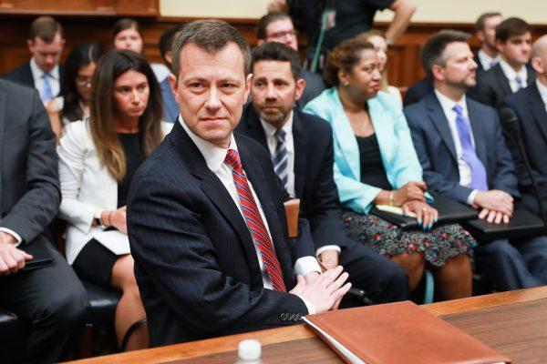 FBI agent Peter Strzok during testimony before Congress on July 12, 2018. Strzok oversaw the FBI's investigation into Hillary Clinton's use of a private email server and also the counterintelligence investigation into Donald Trump's campaign. (Samira Bouaou/The Epoch Times)