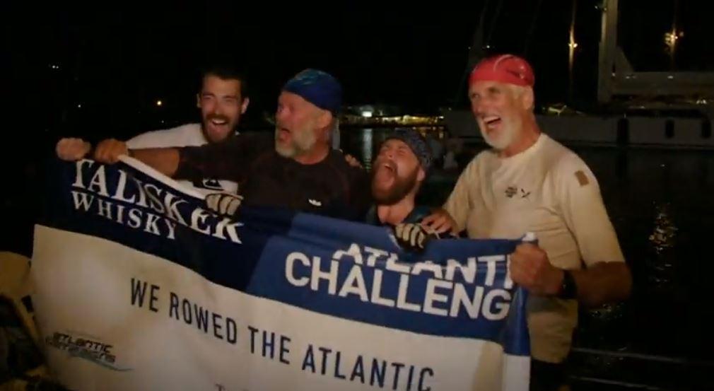 Shot of Dutch Atlantic Four team cheering. (Screenshot/Reuters)