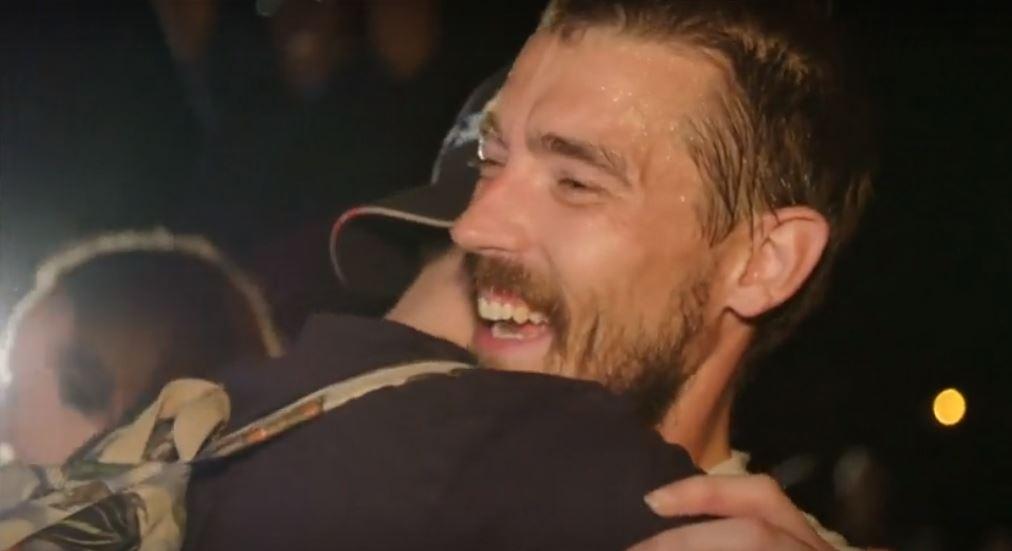 Team member Bart Adema greeting friend. (Screenshot/Reuters)
