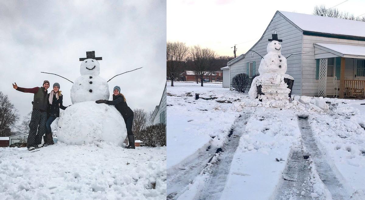 Man Tries to Vandalize a Giant Snowman, Learns the Best Lesson of His Life