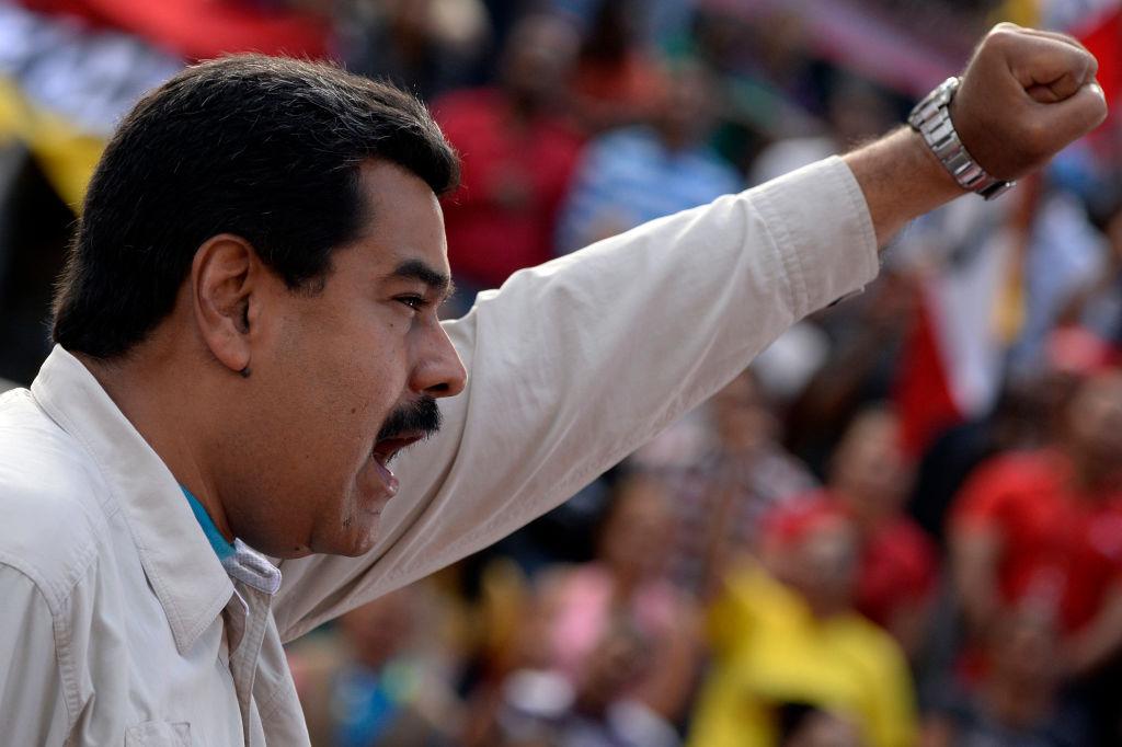 Venezuelan President Nicolas Maduro delivers a speech before supporters gathering outside the presidential palace in Caracas on March 12, 2015.(Federico Parra/AFP/Getty Images)