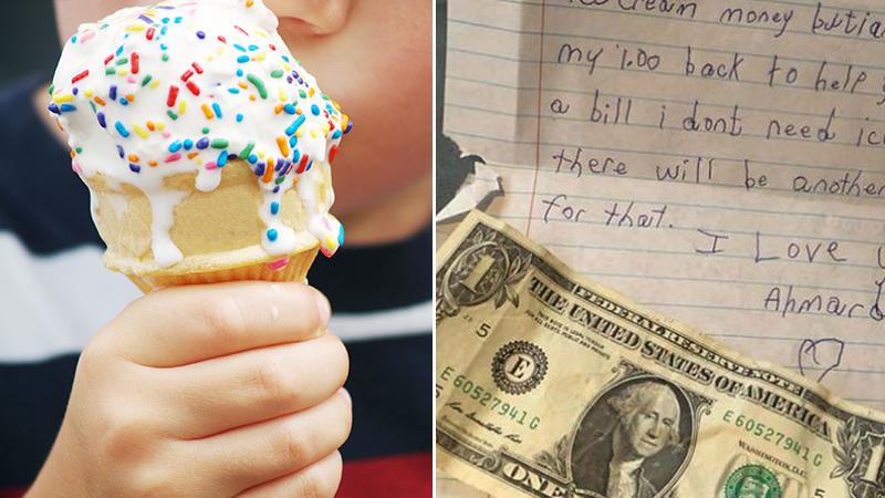 Boy Returns Mom’s Ice Cream Money with a Touching Note Saying How She Needs It More