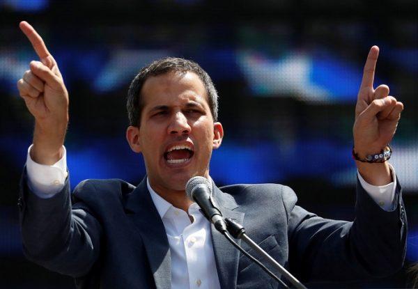 Venezuelan opposition leader and self-proclaimed interim president Juan Guaido gestures during a rally against Venezuelan President Nicolas Maduro's government in Caracas, Venezuela ,on February 2 , 2019. (Carlos Garcia Rawlins/REUTERS)