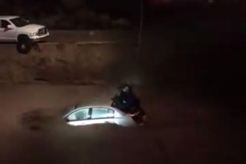 Helicopter Crew Rescues Man From Car in Yucca Valley Flash Floods