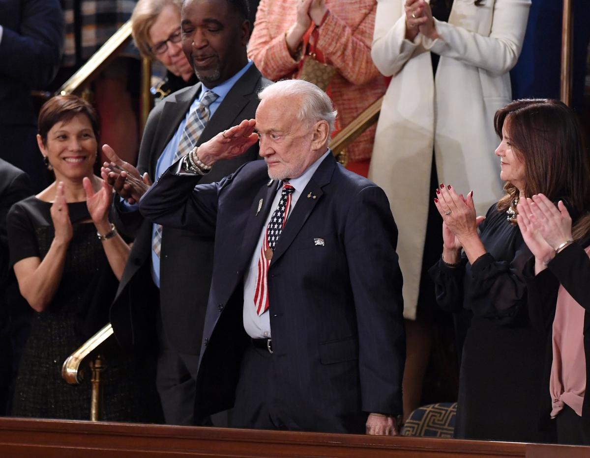 Buzz Aldrin Salutes President Trump After Being Honored at SOTU