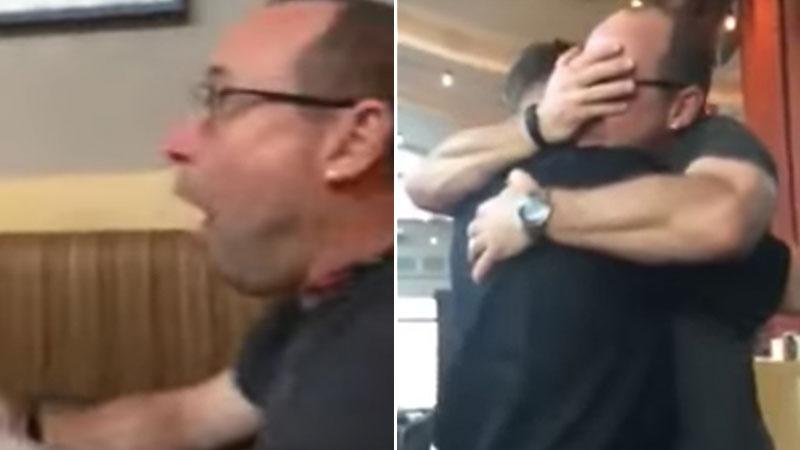Texas Man Prepares to Order Meal. But When Waiter Speaks, He Leaps Up to Grab Him